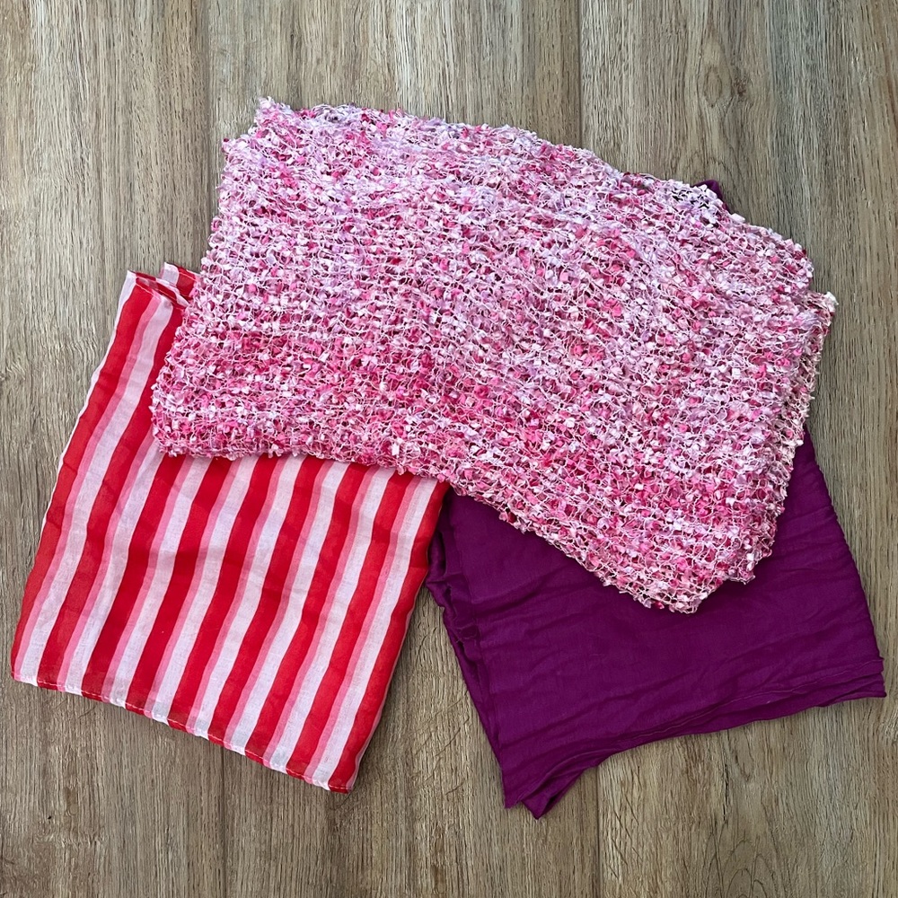 Pink Lightweight Scarf Trio